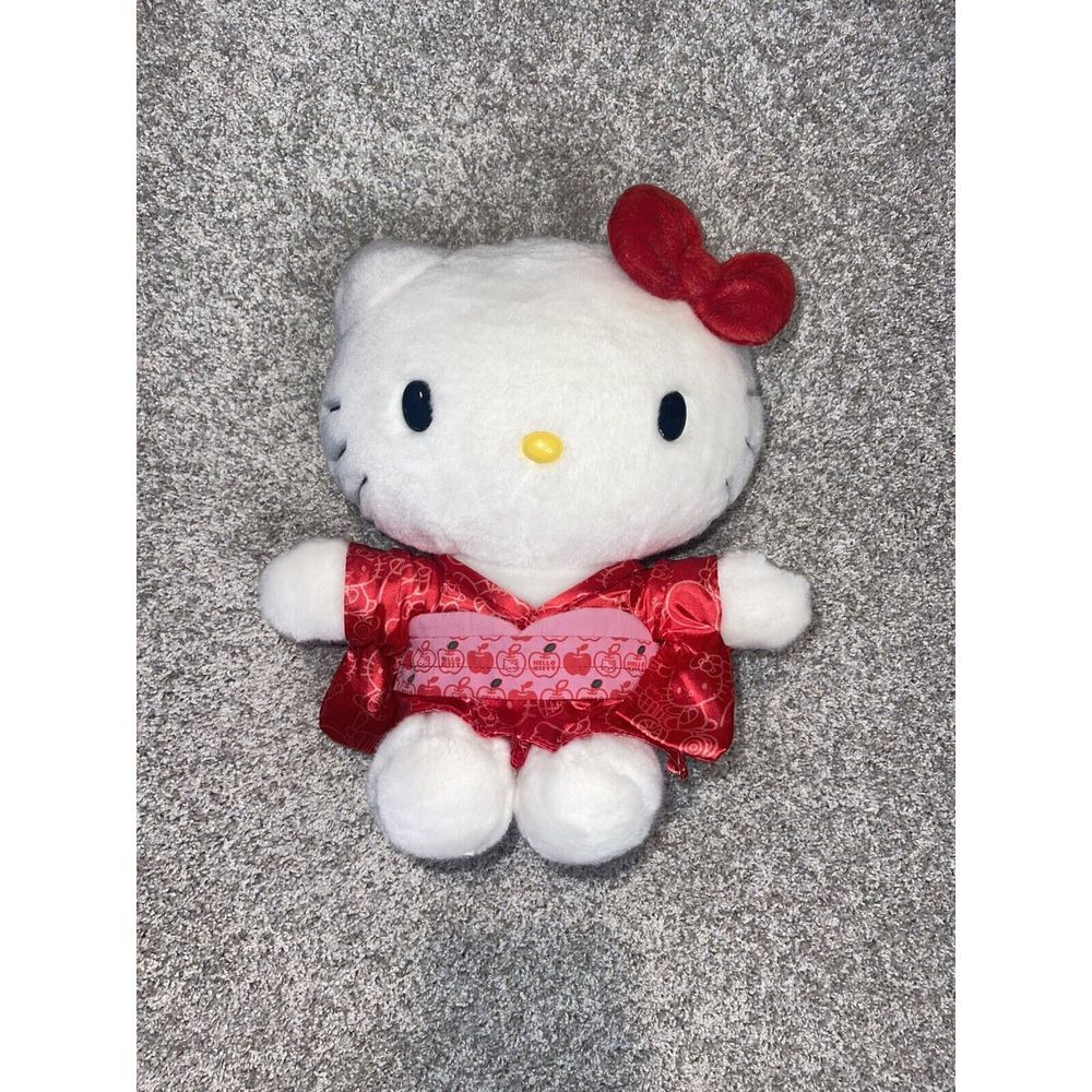 Hello Kitty Plush Toy Sanrio 2009 Red Kimono Robe Kawaii‎ Stuffed Animal RARE